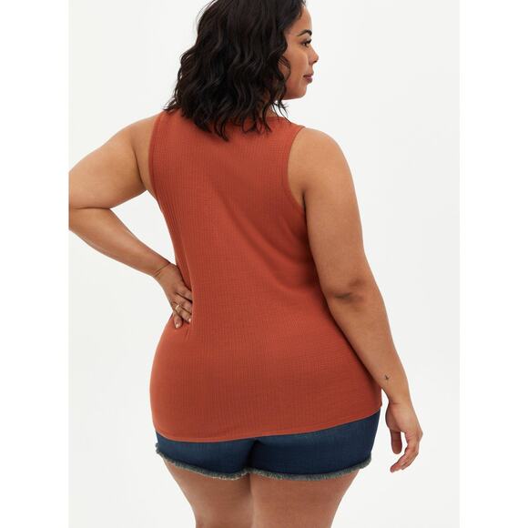 Torrid Orange Rust Auburn V-Neck Macrame Crochet Boho Summer Tank Top 1X - Picture 2 of 8